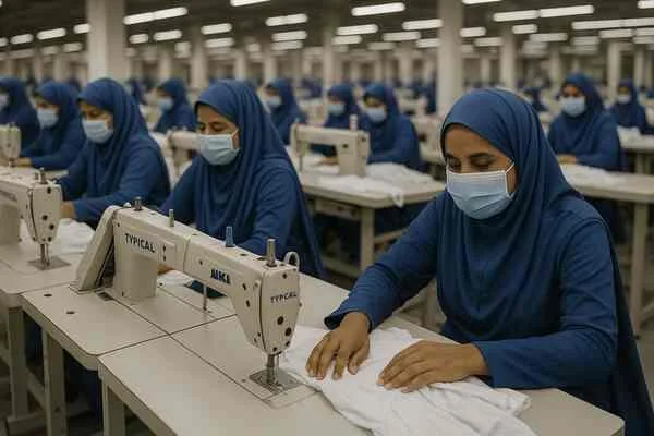 Garment factory production floor